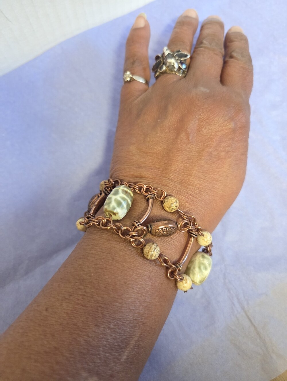 Vintage Copper Chain Mixed Media Ladder Bracelet